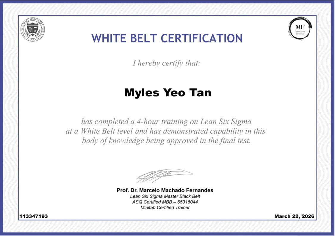 Lean Six Sigma White Belt Certified