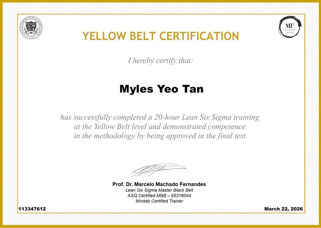 Lean Six Sigma Yellow Belt Certified